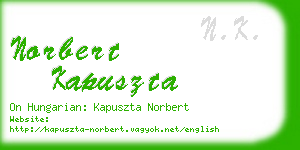 norbert kapuszta business card